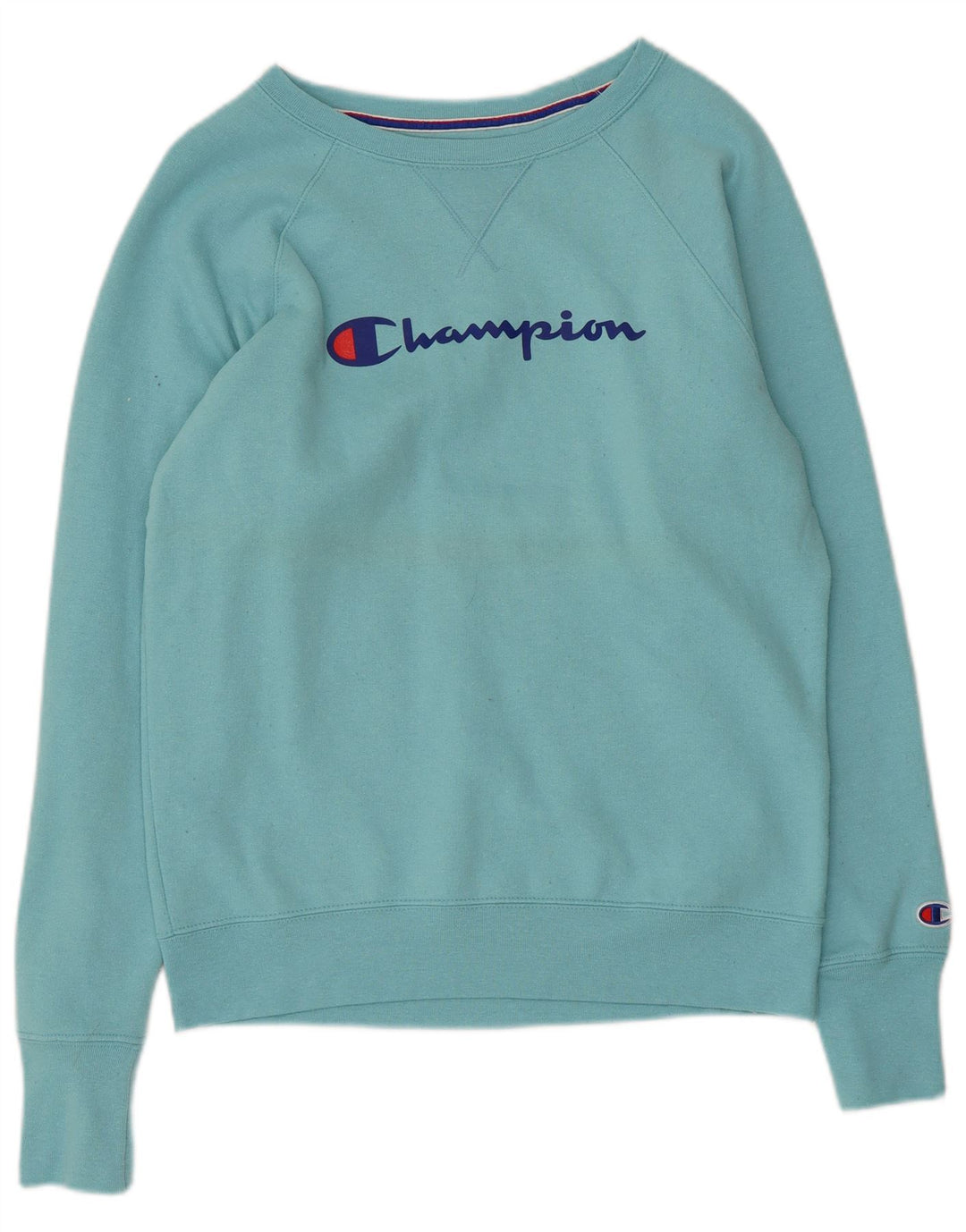 Champion Damen Grafik-Sweatshirt-Pullover UK 10 Small Blau Polyester