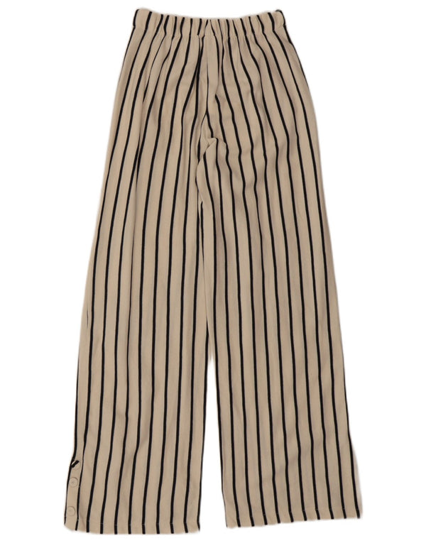 Zara Mädchen-Freizeithose mit weitem Bein, 13–14 Jahre, W22, L27, beige Nadelstreifen