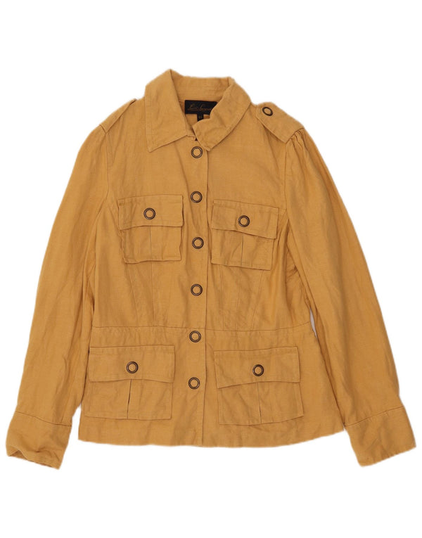 Luisa Spagnoli Damen Militär-Utility-Jacke IT 44 Mittelgelbes Leinen