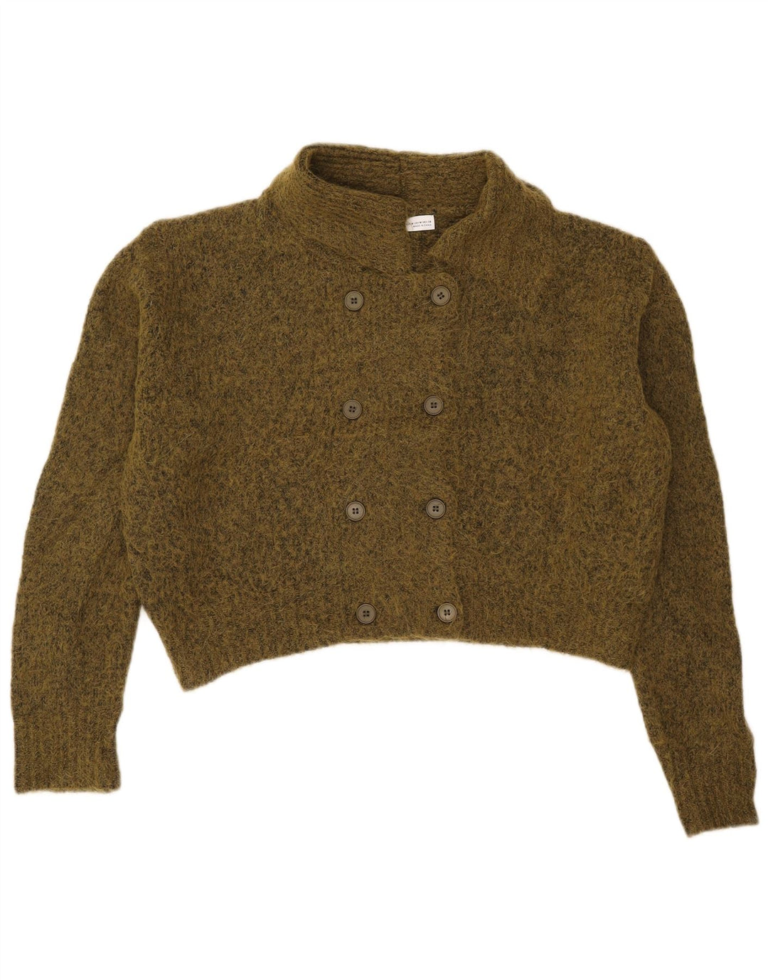Übergroßer Crop-Cardigan von Zara für Damen, Gr. 14, mittleres Khaki meliert