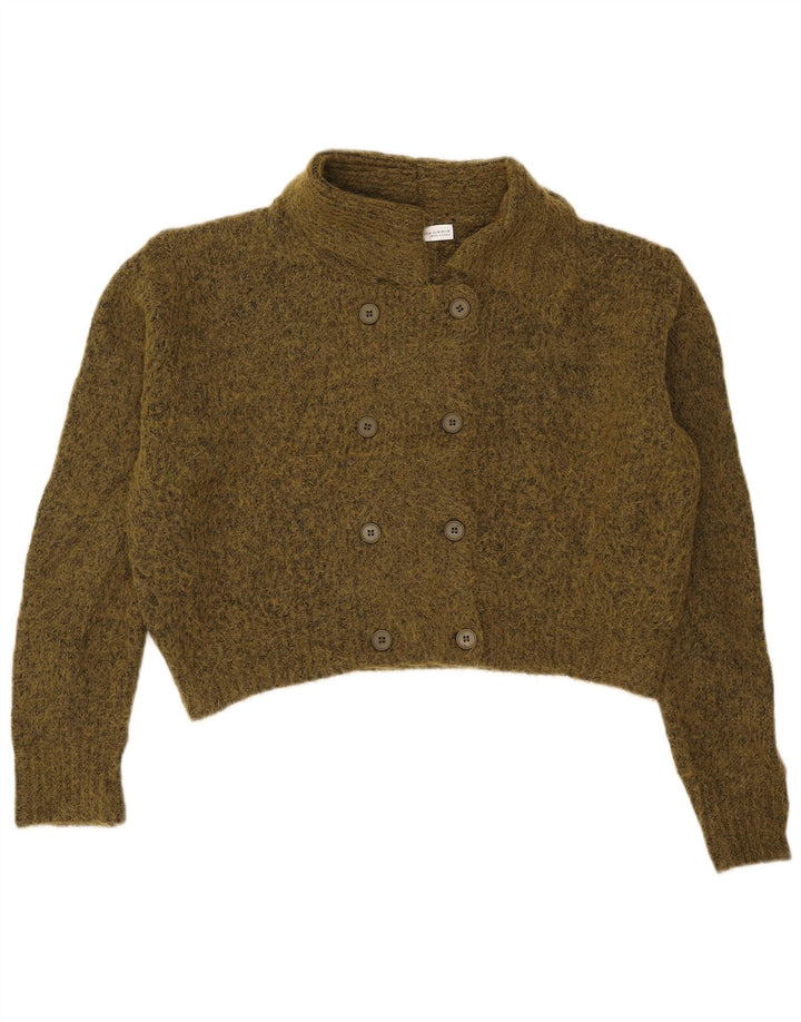 Übergroßer Crop-Cardigan von Zara für Damen, Gr. 14, mittleres Khaki meliert