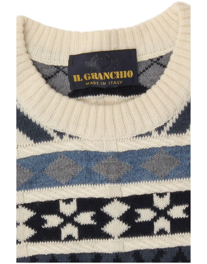 Il Granchio Herren-Pullover mit Rundhalsausschnitt, groß, blau, geometrisch