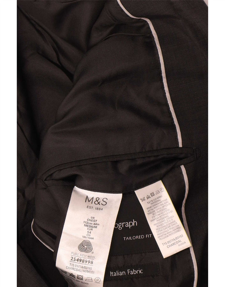 Marks & Spencer Herren Autograph 2-Knopf-Blazerjacke, UK 44, XL, schwarze Wolle