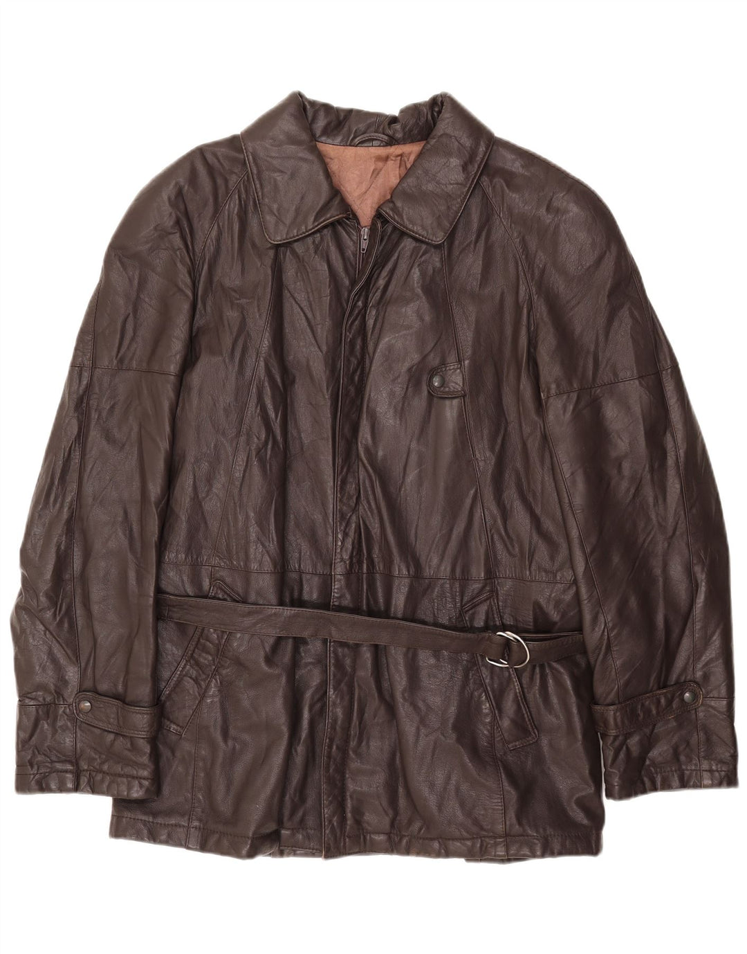 VINTAGE Herren Lederjacke IT 54 2XL Braunes Leder