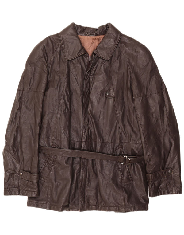 VINTAGE Herren Lederjacke IT 54 2XL Braunes Leder