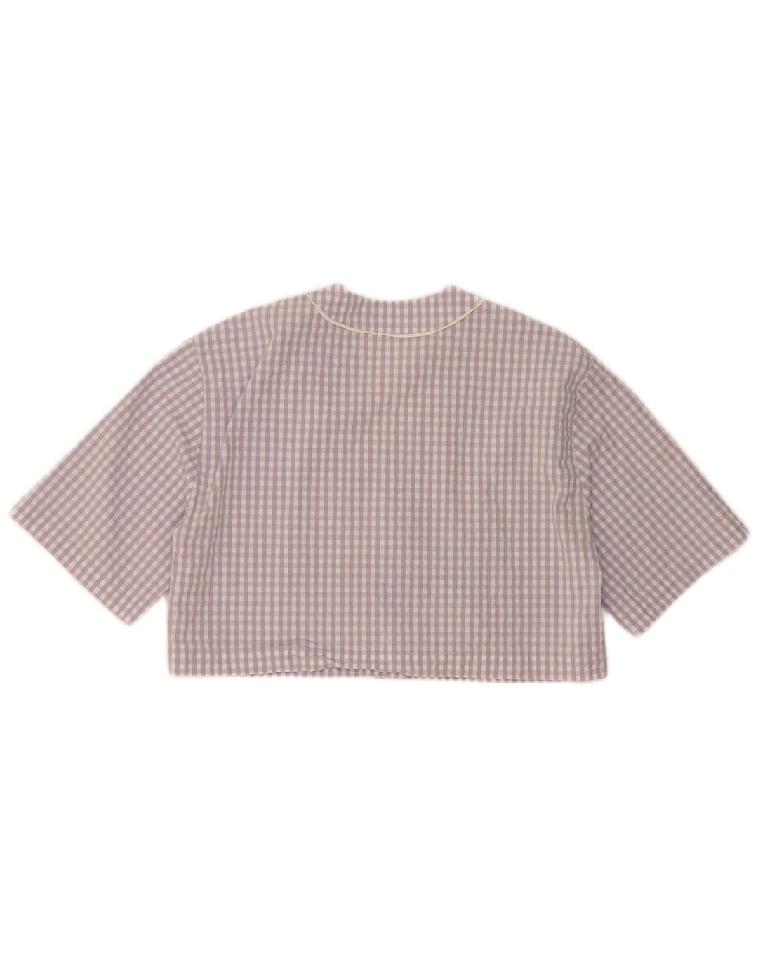 Zara Damen Crop-Oversize-Hemdbluse, UK 14, mittelviolette Karo-Baumwolle