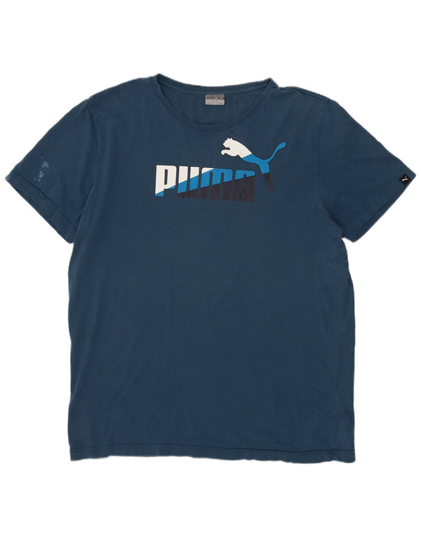Puma Herren T-Shirt mit Grafik, Größe L, Blau