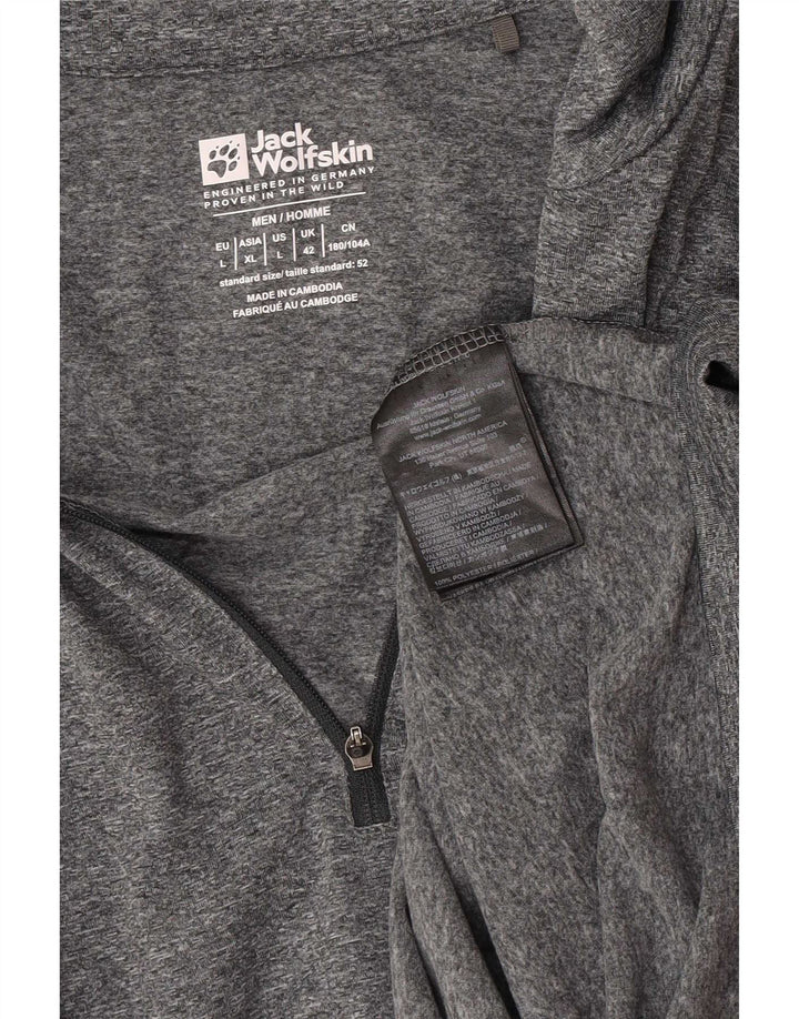 Jack Wolfskin Herren-Pullover-Trainingsanzugoberteil mit Reißverschluss, UK 42, Größe L, Grau
