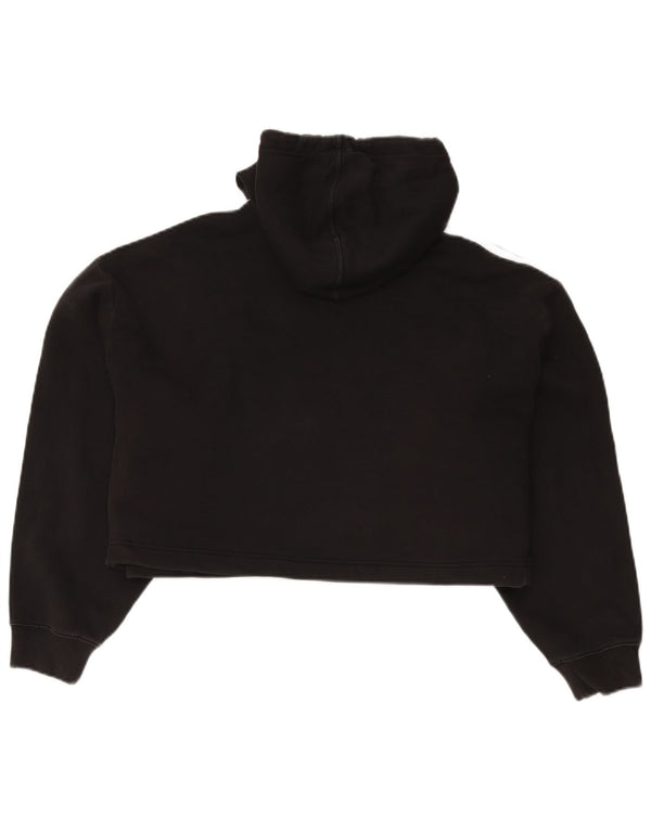 Adidas Damen Crop Oversized Hoodie Pullover UK 14 Große schwarze Baumwolle