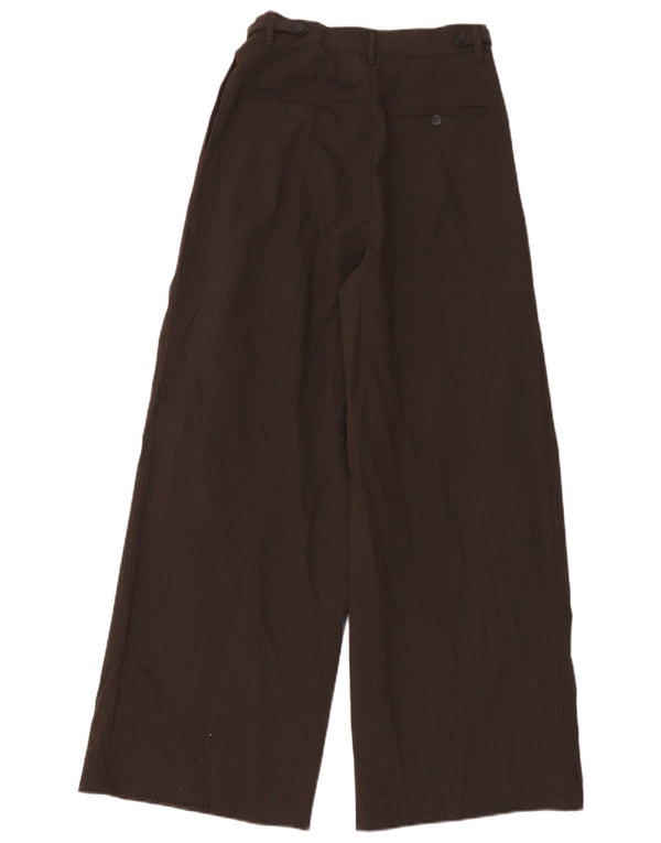 Zara Damen-Chinohose mit hoher Taille und weitem Bein, XS W24 L31, braune Nadelstreifen