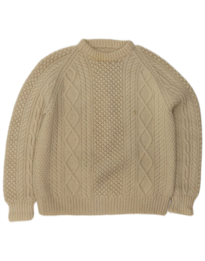 Vintage Herren Pullover mit Rundhalsausschnitt Medium Off White
