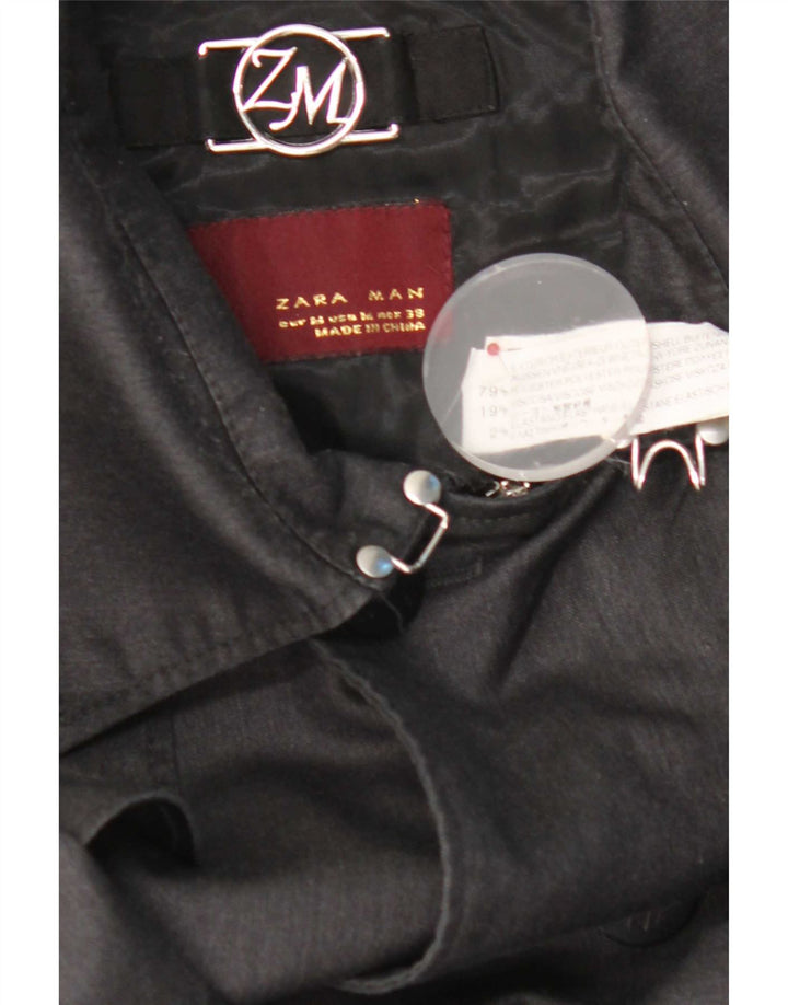Zweireihige Bomberjacke für Herren von Zara, UK 38, mittelgraues Polyester