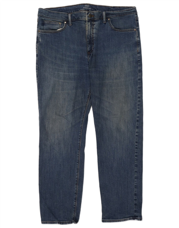 Marks & Spencer Herren Straight Jeans W40 L29 Blaue Baumwolle
