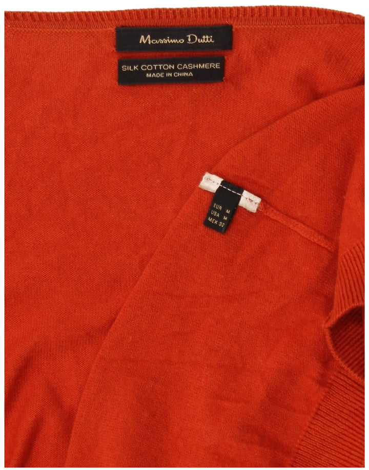 Massimo Dutti Damen Asymmetrischer offener Cardigan-Pullover UK 14 Mittelorange