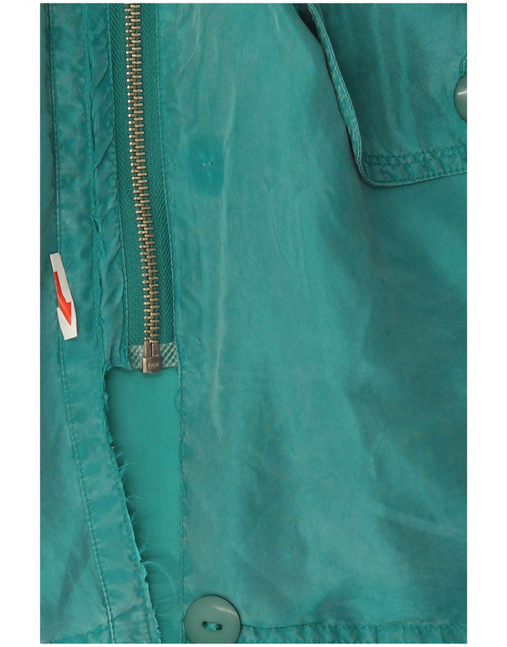 Vintage Damen Mantel IT 44 Medium Türkis Seide