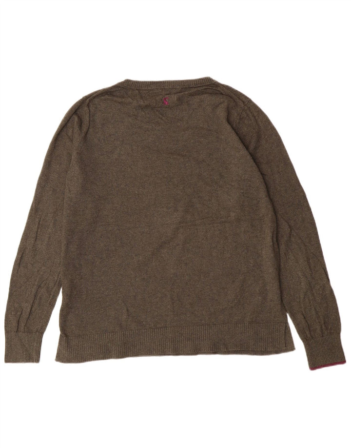 Joules Damen-Pullover mit grafischem Rundhalsausschnitt, Gr. 12, Medium Khaki, Cartoon