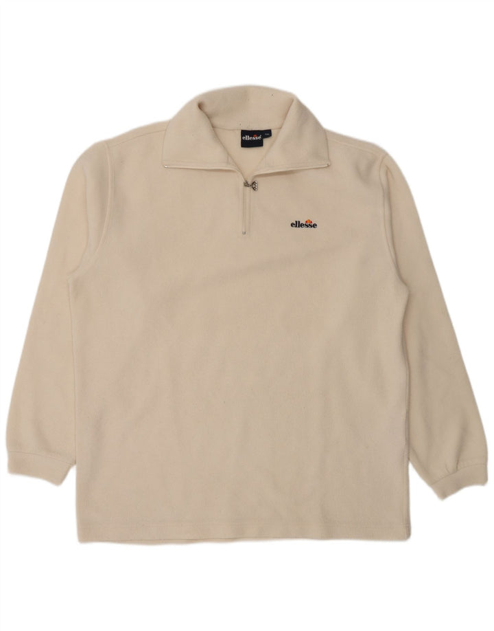 Ellesse Herren-Fleecepullover mit Reißverschluss am Hals, 2XL, gebrochenes Weiß, Polyester