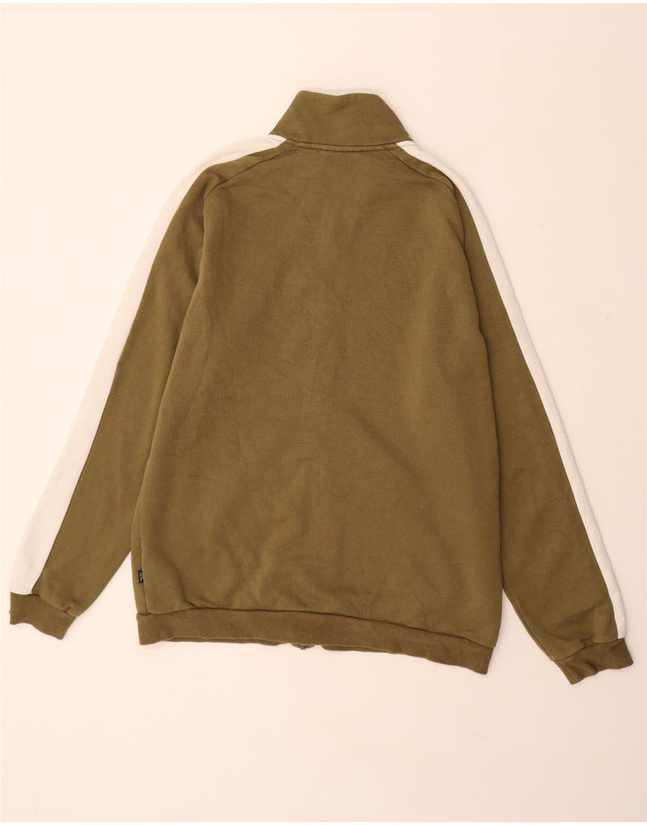 PUMA Herren-Trainingsanzug-Top-Jacke, Mittel-Khaki, Colourblock-Baumwolle