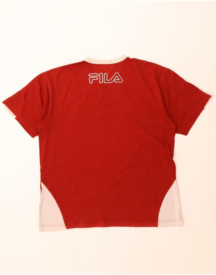 FILA Herren Grafik-T-Shirt-Oberteil Mittelroter Farbblock