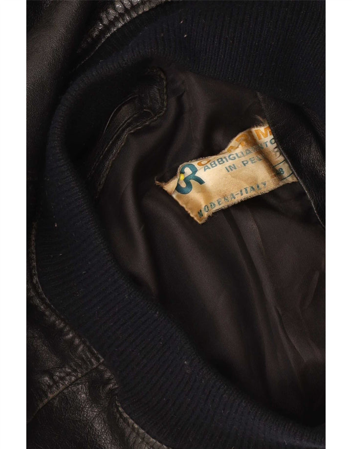 Vintage Herren Lederjacke IT 48 Medium Schwarz