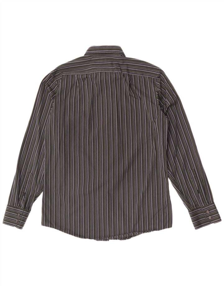 Ted Baker Herrenhemd Größe 39 15 1/2 mittelgraue Nadelstreifen-Baumwolle