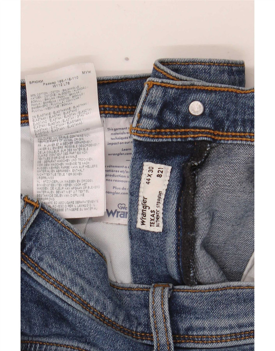 Wrangler Herren Texas Straight Jeans W44 L30 Blaue Baumwolle