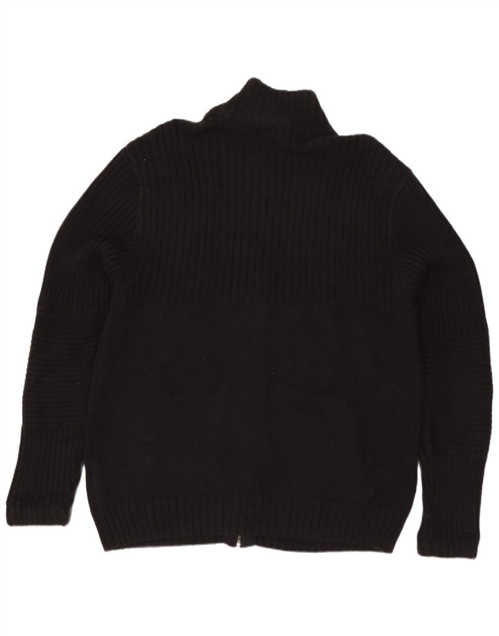 Calvin Klein Jeans Herren-Cardigan-Pullover aus mittelschwarzer Baumwolle