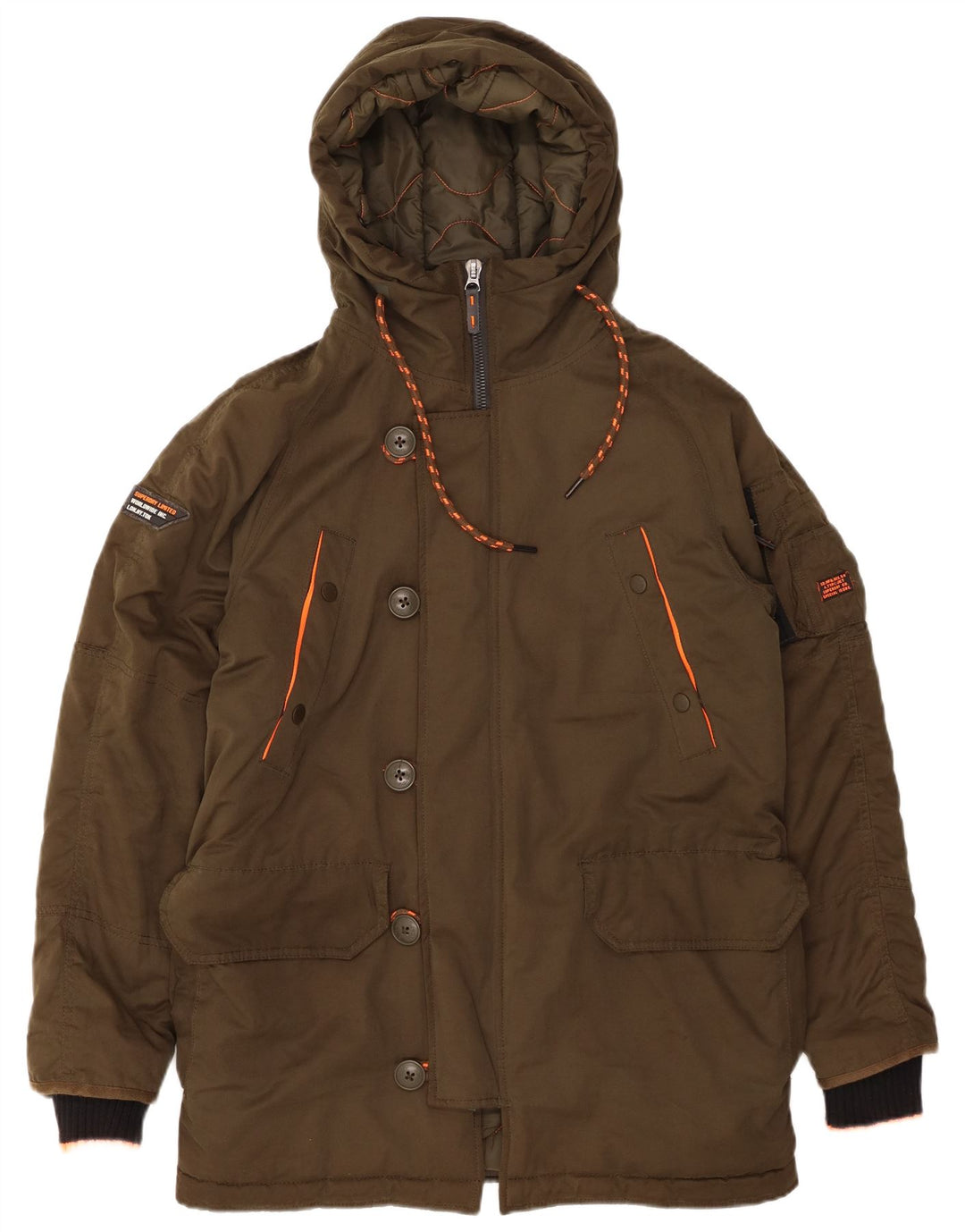 SUPERDRY Herren-Parka mit Kapuze, UK 38, mittleres Khaki, Polyester