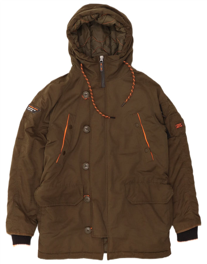 SUPERDRY Herren-Parka mit Kapuze, UK 38, mittleres Khaki, Polyester