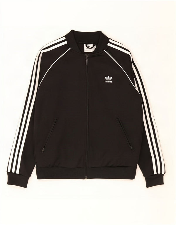 Adidas Damen Trainingsanzug Top Jacke UK 12 Medium Schwarz Polyester