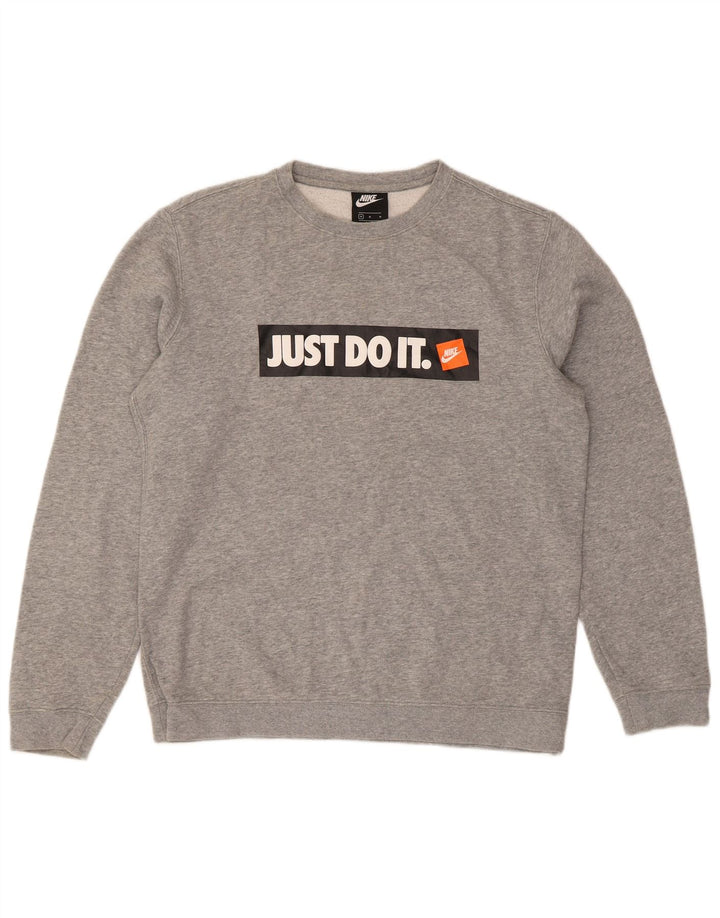 Nike Herren-Sweatshirt mit Grafik, reguläre Passform, mittelgraue Baumwolle