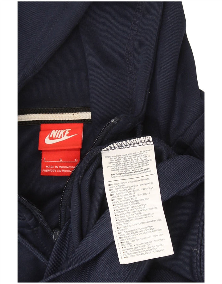 Nike Herren-Kapuzenpullover mit Reißverschluss, groß, marineblaues Farbblock-Polyester