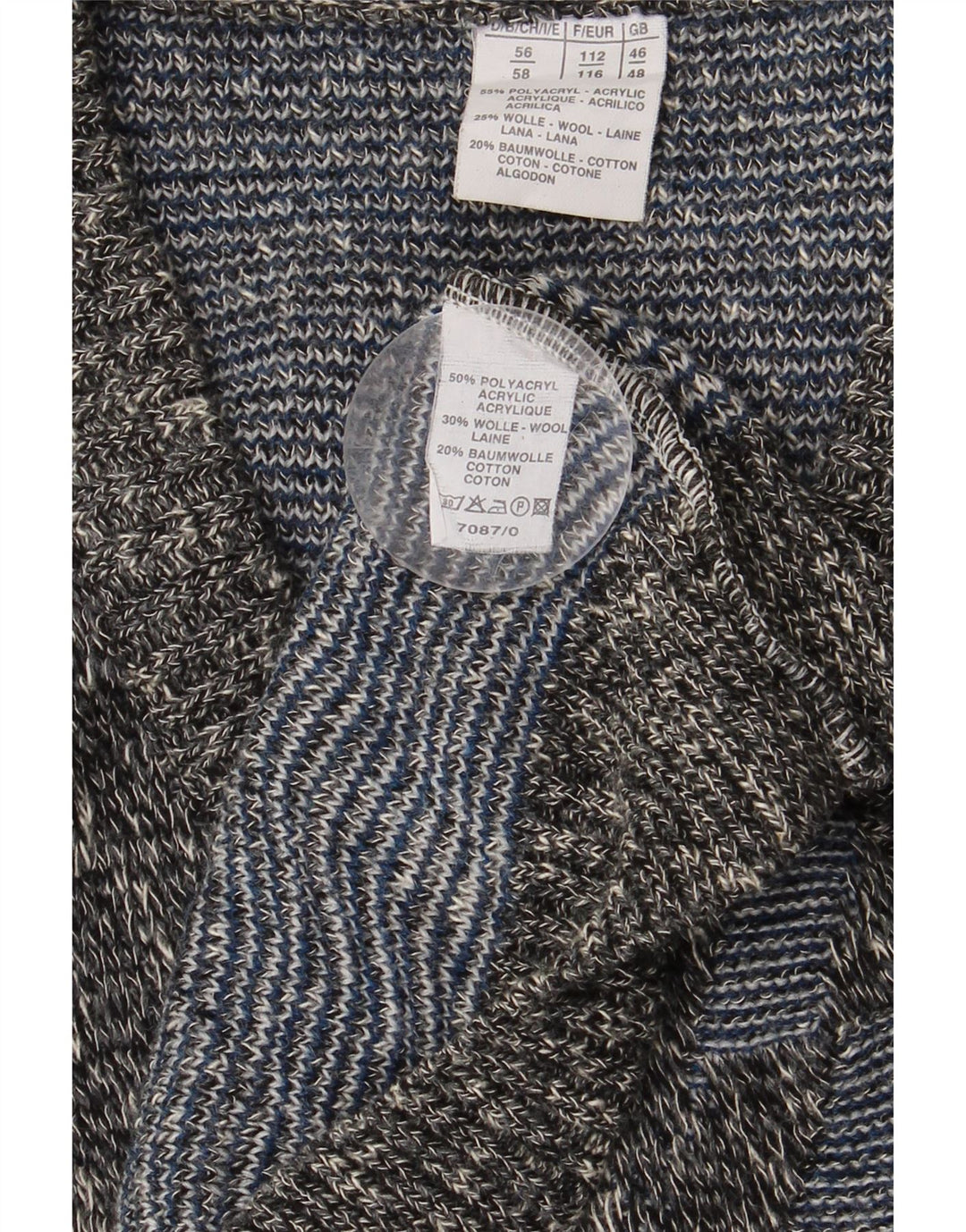 VINTAGE Herren V-Ausschnitt Pullover Pullover UK 46/48 2XL Mehrfarbig Geometrisch