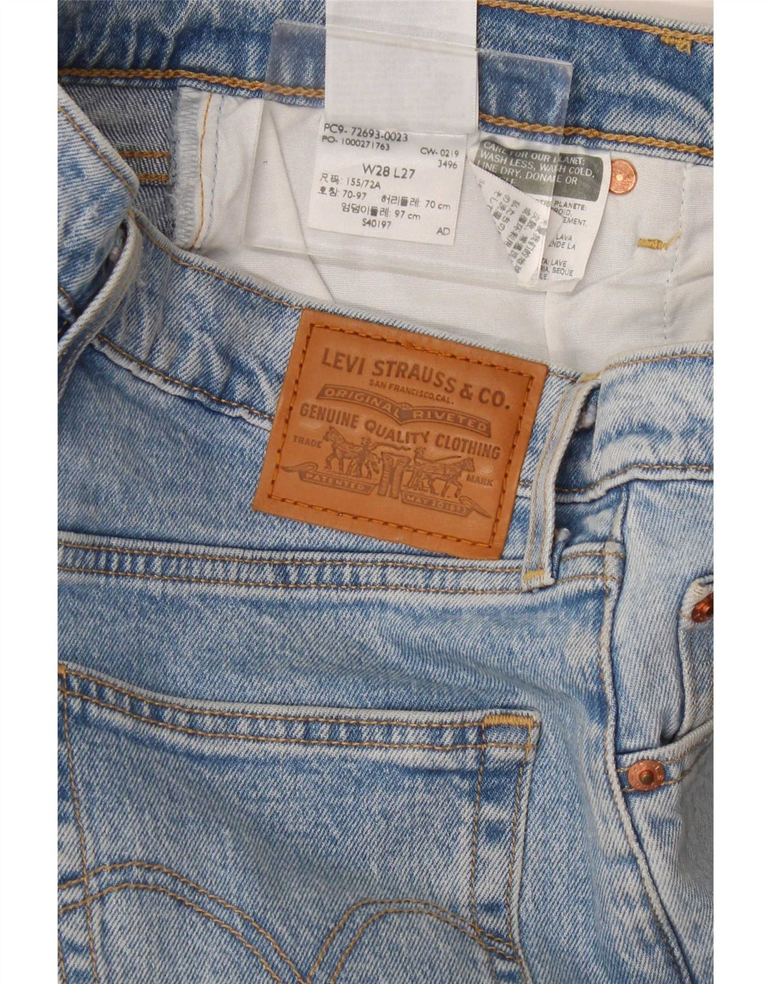Levi's Damen Ribcage Straight Jeans W28 L27 Blaue Baumwolle