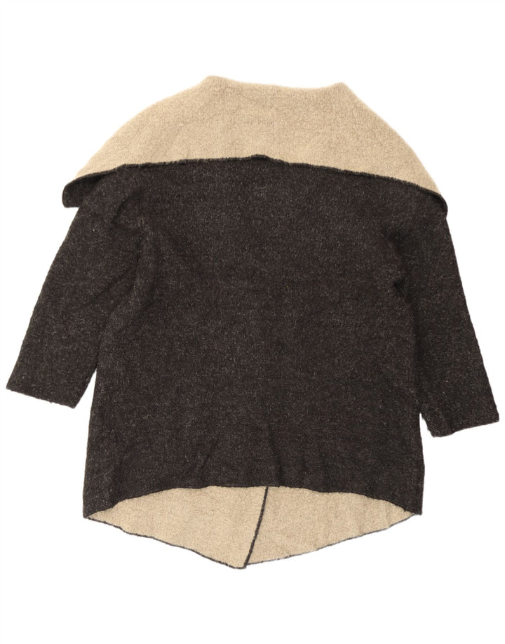 Zara Damen Longline Open Cardigan Pullover UK 14 Mittelgrau Farbblock