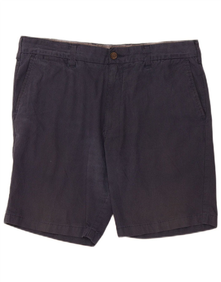 Marks & Spencer Herren-Chinoshorts W36, große marineblaue Gingham-Baumwolle