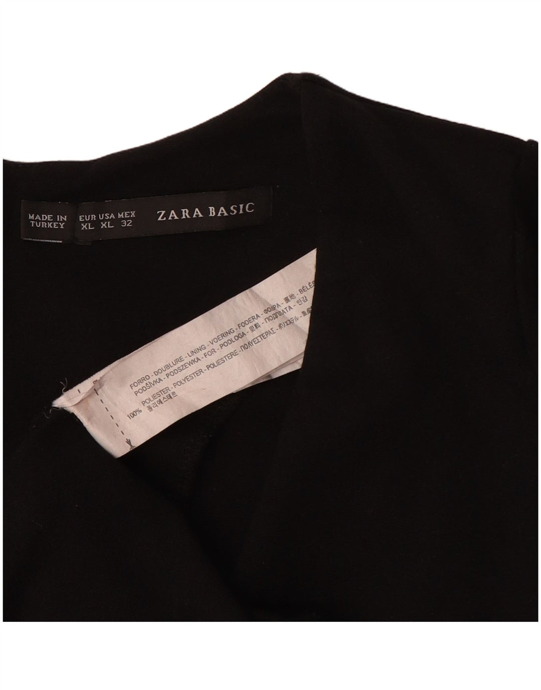 Zara Damen 3/4-Ärmel-Etuikleid UK 18 XL Schwarz Polyester