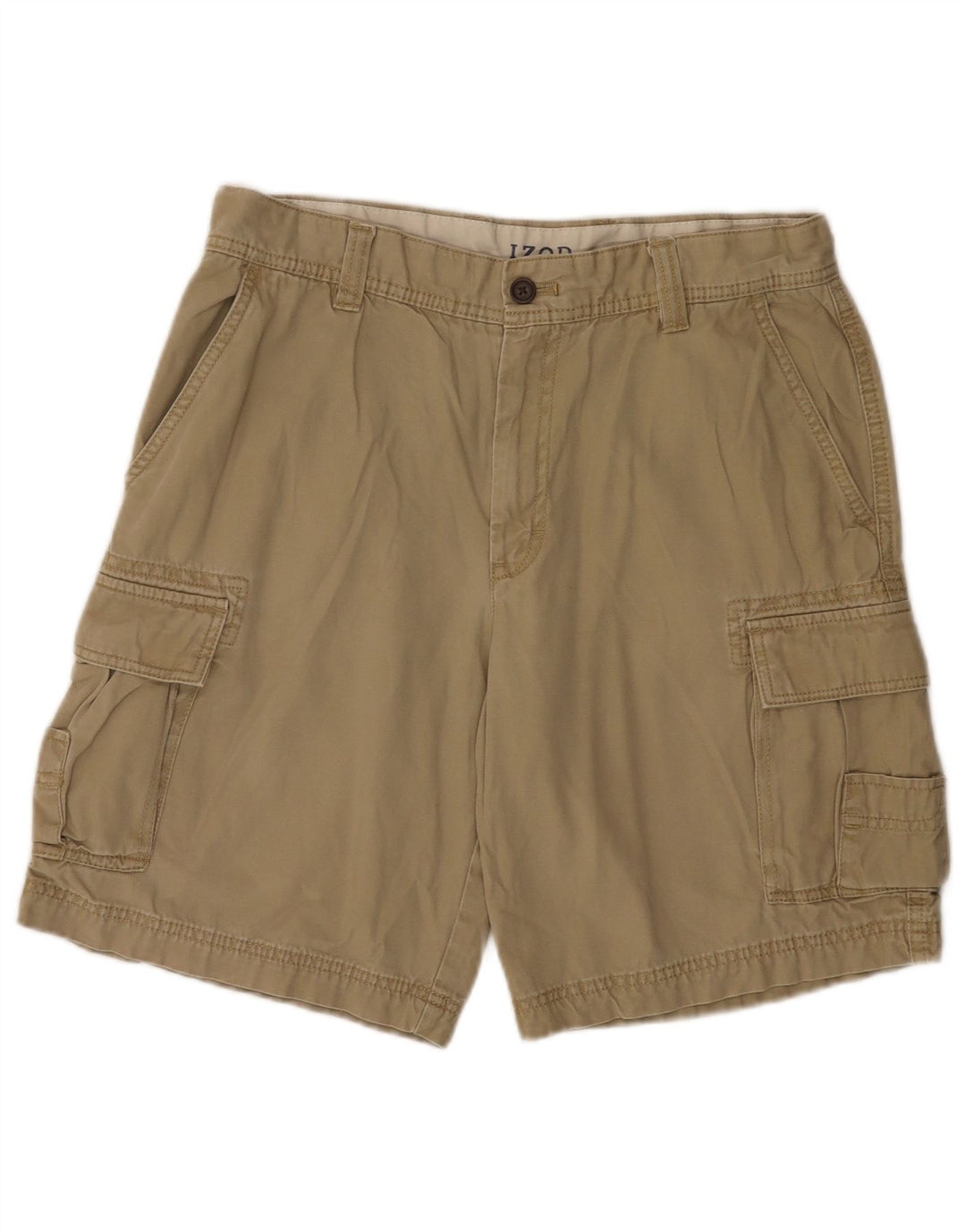 IZOD Herren Salt Water Cargo Shorts W34 Large Beige Baumwolle