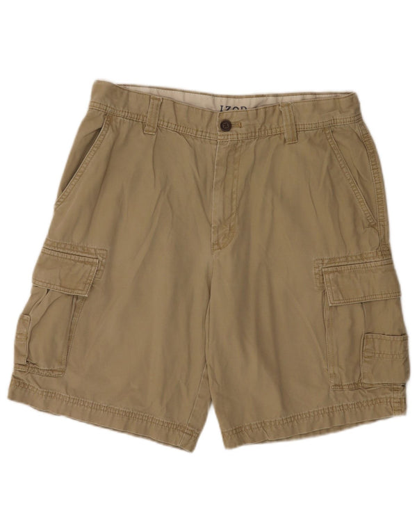 IZOD Herren Salt Water Cargo Shorts W34 Large Beige Baumwolle