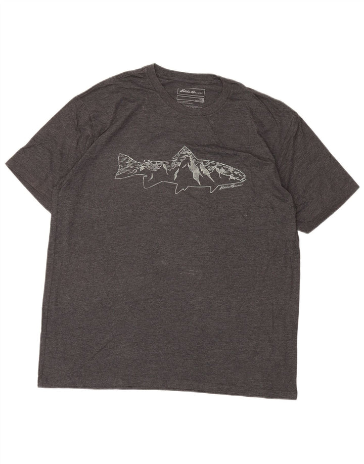 EDDIE BAUER Herren-T-Shirt mit Grafik, groß, grau gesprenkelte Baumwolle