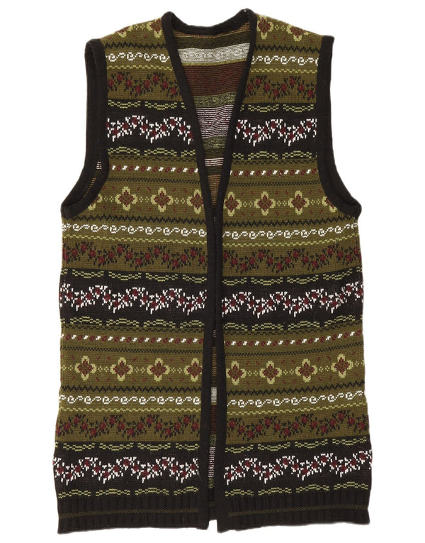 Vintage Damen Longline Ärmelloser Cardigan Pullover UK 12 Mittelgrün