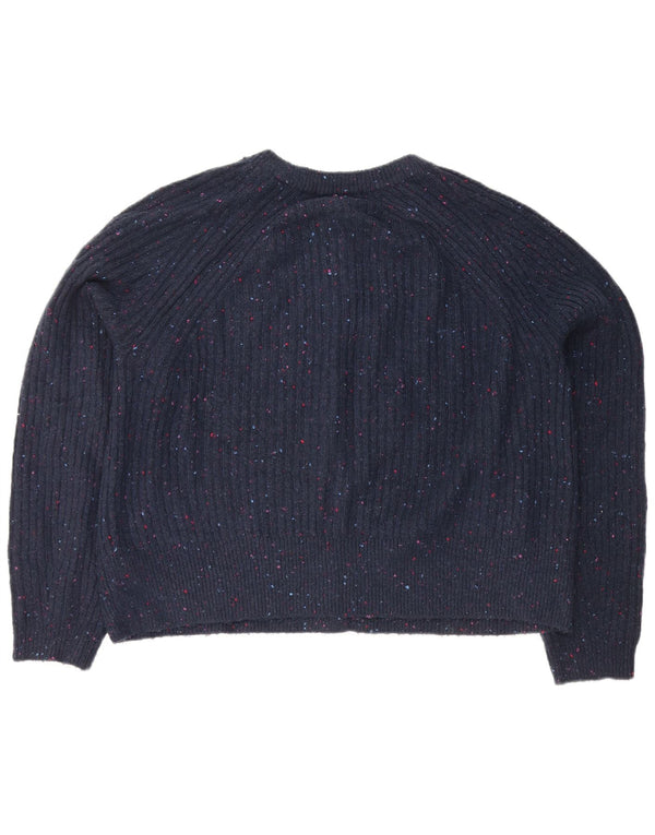 Marks & Spencer Womens Cardigan Sweater UK 18 XL Navy Blue Flecked Acrylic