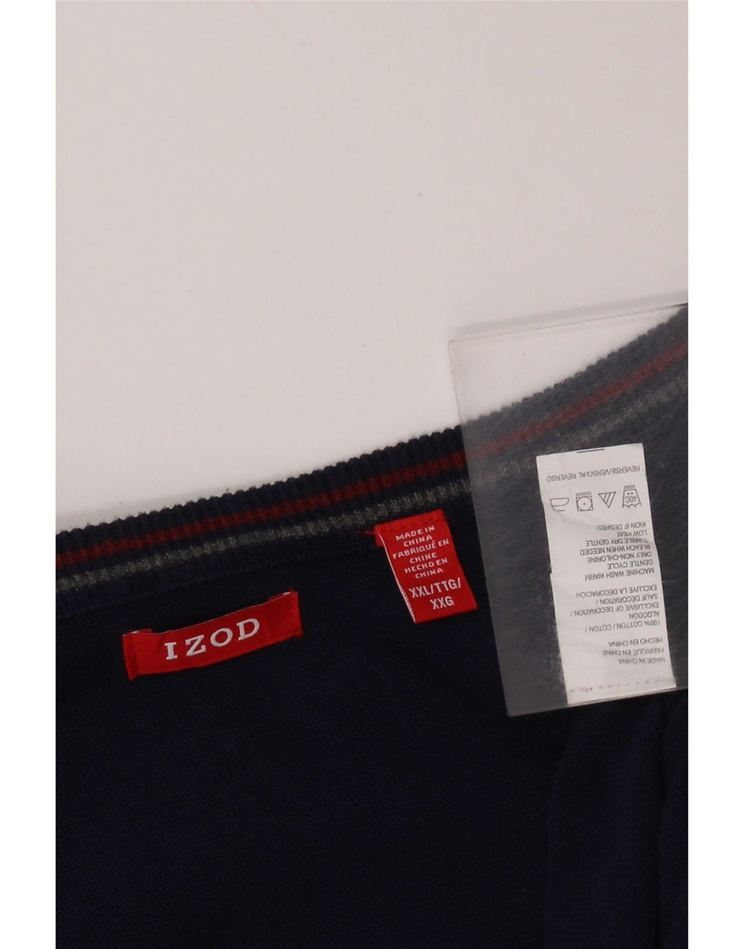 IZOD Herren-Pullover mit V-Ausschnitt, 2XL, Marineblau, Baumwolle