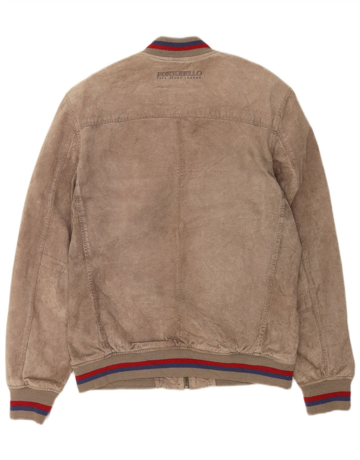 PEPE Jeans Herren Wildleder Bomberjacke UK 40 Large Beige Leder