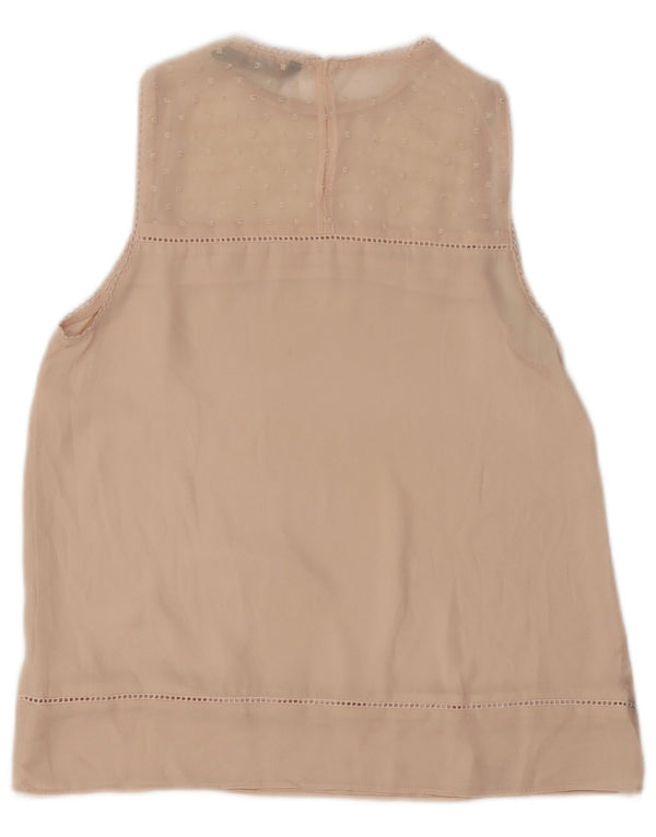 ZARA Damen Übergroßes durchsichtiges ärmelloses Blusenoberteil UK 6 XS Beige