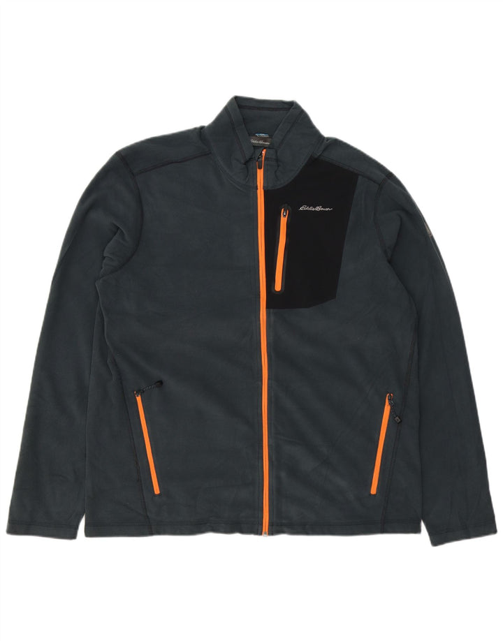 EDDIE BAUER Herren Fleecejacke UK 40 Large Blue Colourblock Nylon