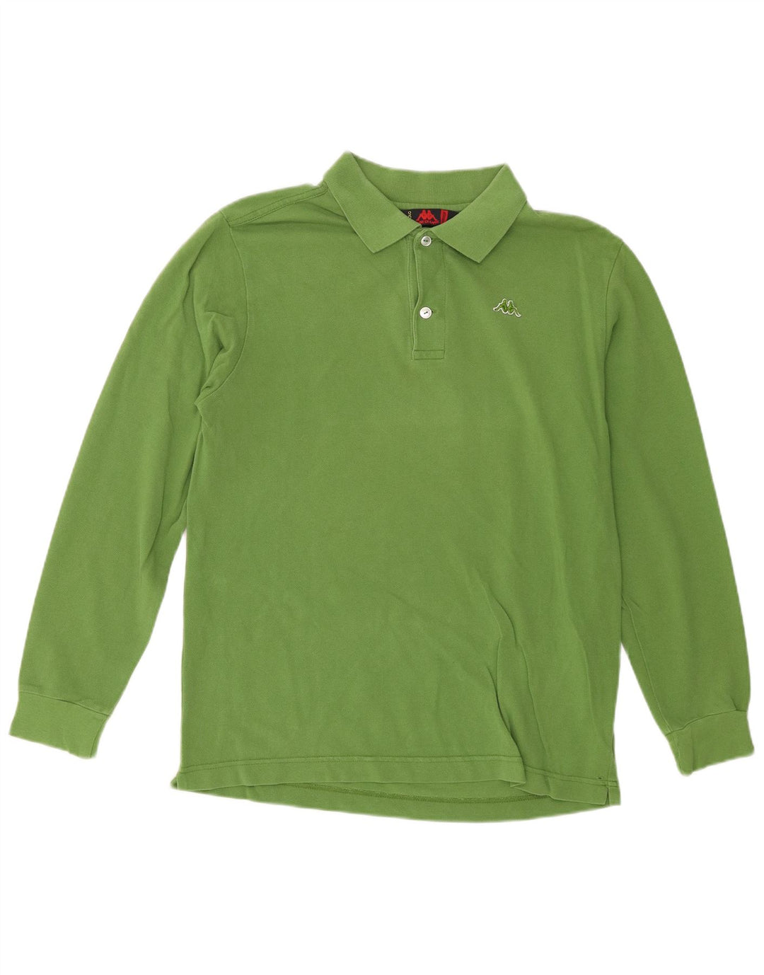 Kappa Herren-Langarm-Poloshirt mit normaler Passform, mittelgrüne Baumwolle