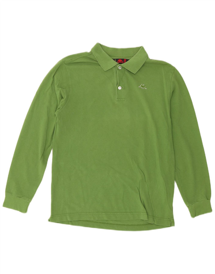 Kappa Herren-Langarm-Poloshirt mit normaler Passform, mittelgrüne Baumwolle