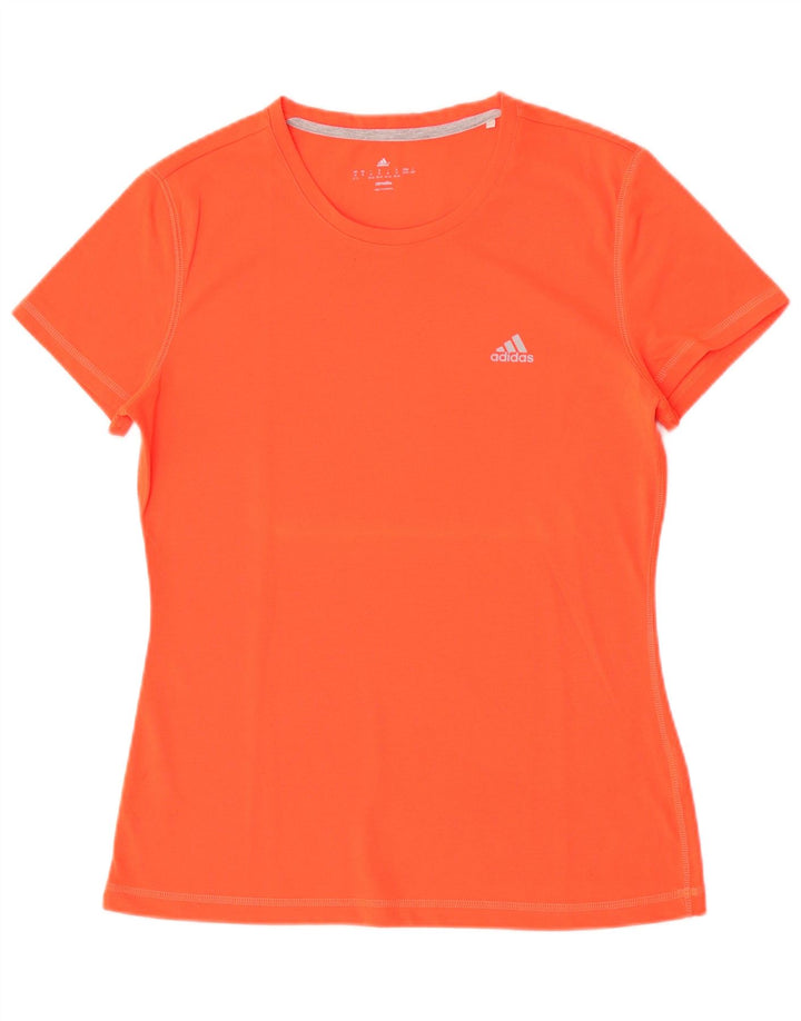 Adidas Damen Climalite T-Shirt Top UK 12/14 Medium Orange