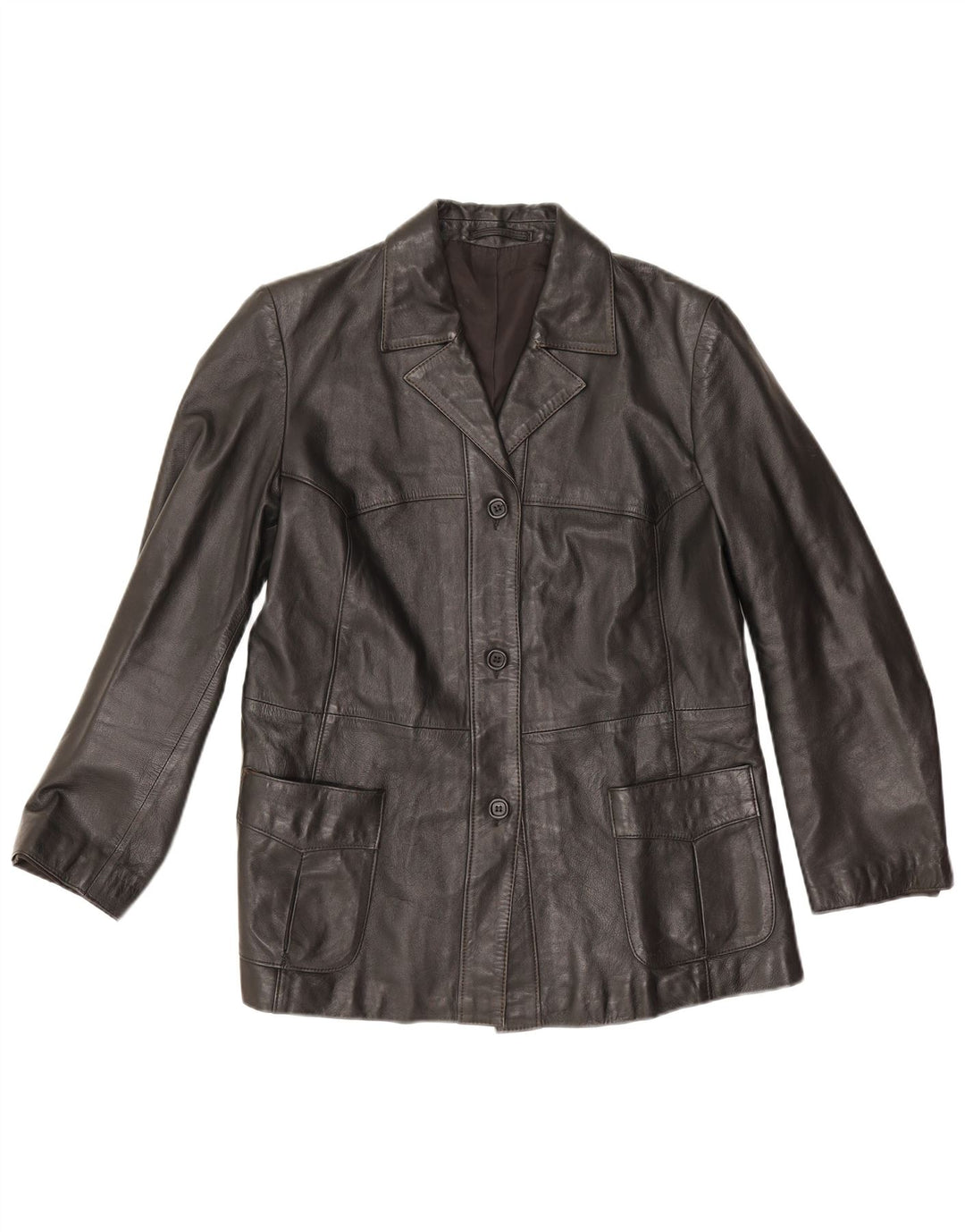 Vintage Damen Lederjacke EU 42 Großes schwarzes Leder
